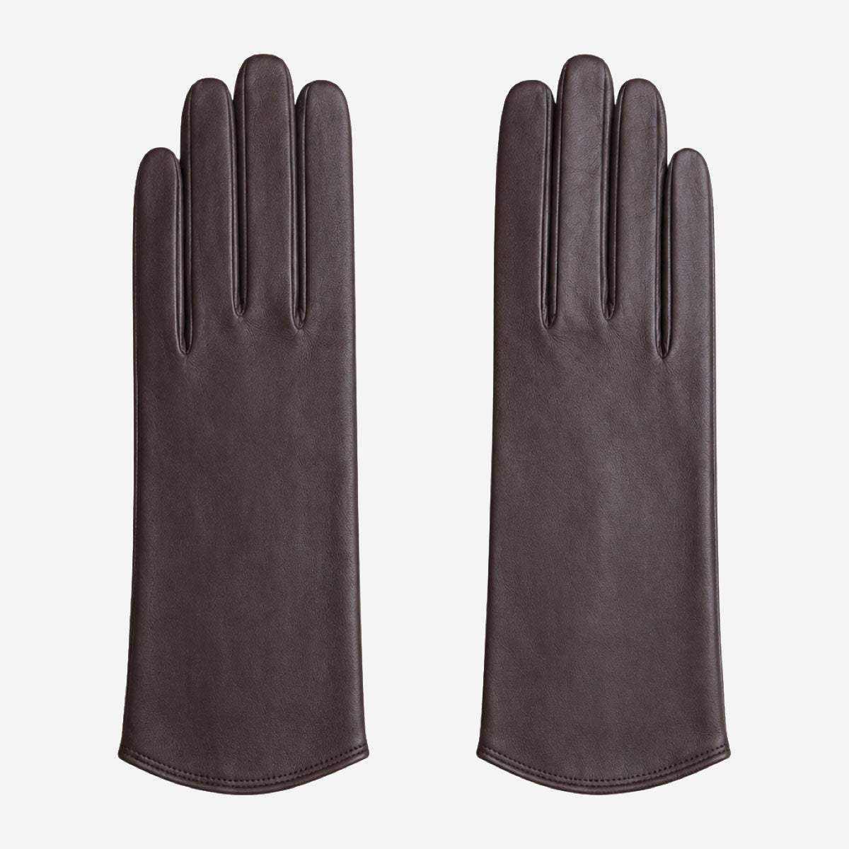 FS02Z (darkbrown) - Women’s unlined Italian lambskin leather gloves