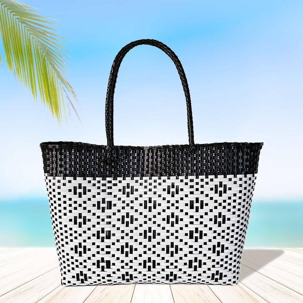 Aztec Pattern Basket Weave Tote Bag / Shoulder Bag - Madeline Love - Flyclothing LLC