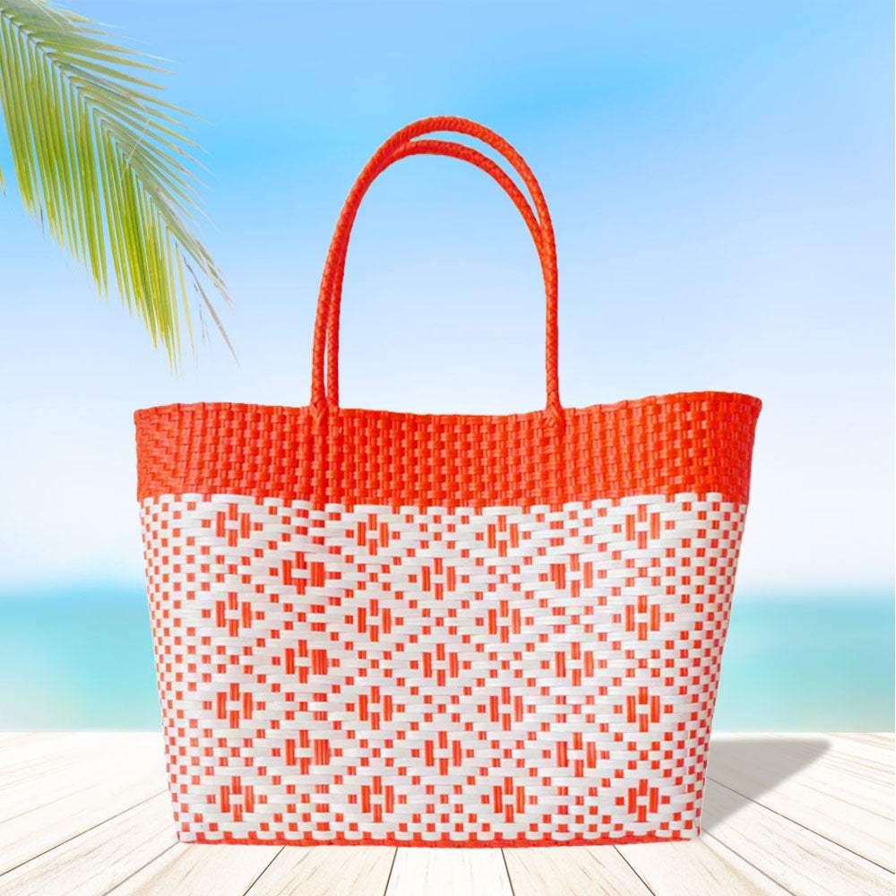 Aztec Pattern Basket Weave Tote Bag / Shoulder Bag - Madeline Love - Flyclothing LLC