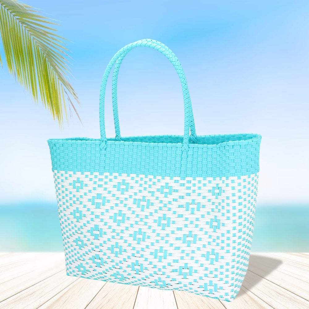 Aztec Pattern Basket Weave Tote Bag / Shoulder Bag - Madeline Love - Flyclothing LLC