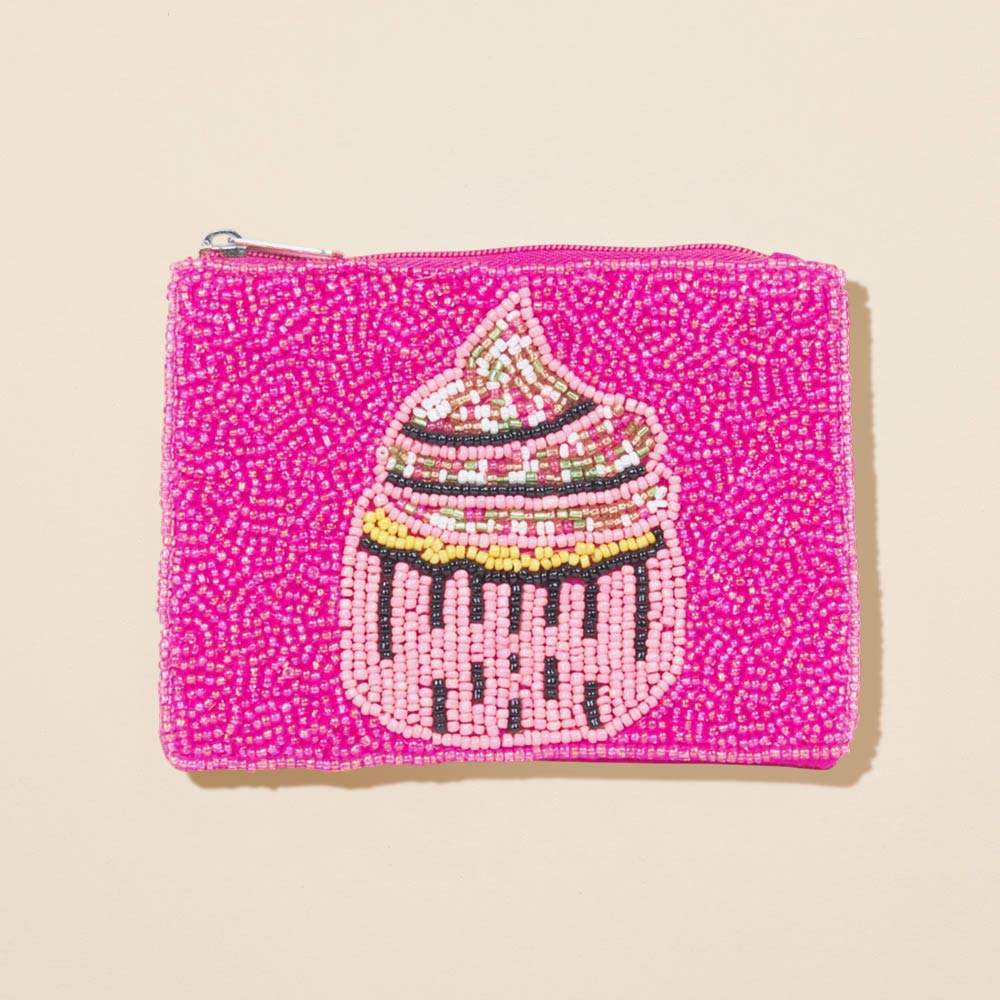 Cupcake Seed Beaded Mini Pouch Bag - Madeline Love - Flyclothing LLC