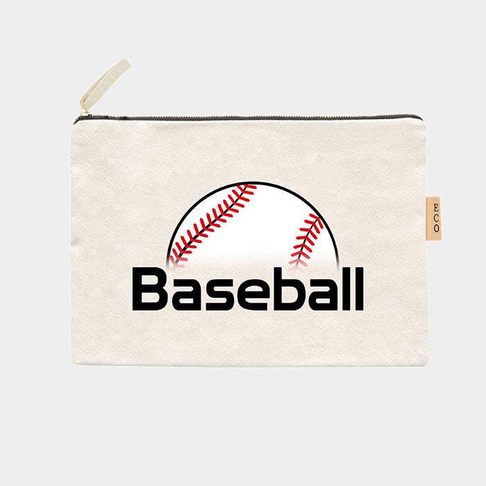'Baseball'Cotton Canvas Eco Pouch Bag - Madeline Love - Flyclothing LLC