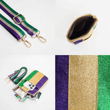 Faux Leather Mardi Gras Sparkle Front Small Crossbody Bag - Madeline Love - Flyclothing LLC