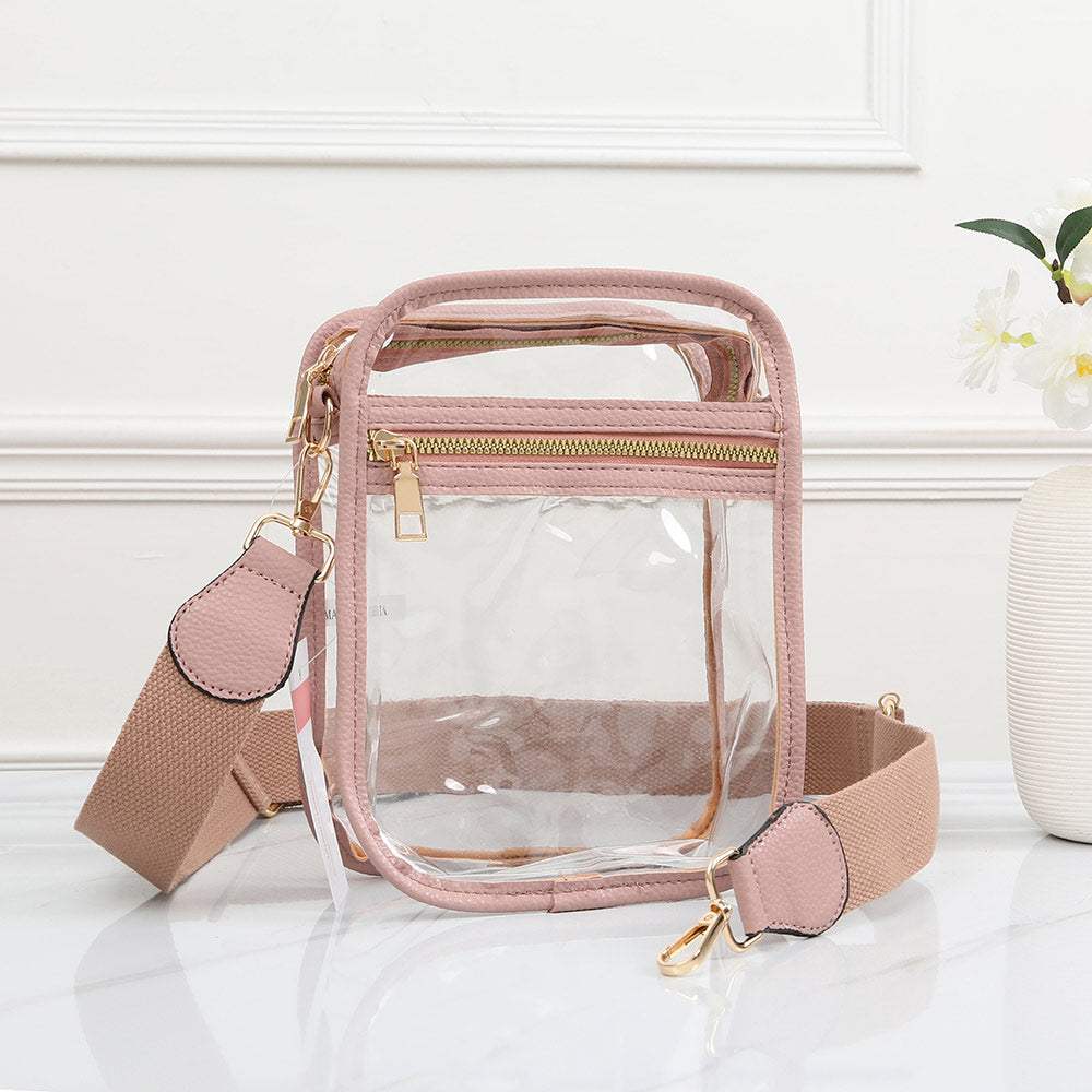 Solid Faux Leather Transparent Rectangle Crossbody Bag - Madeline Love - Flyclothing LLC