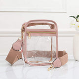Solid Faux Leather Transparent Rectangle Crossbody Bag - Madeline Love - Flyclothing LLC