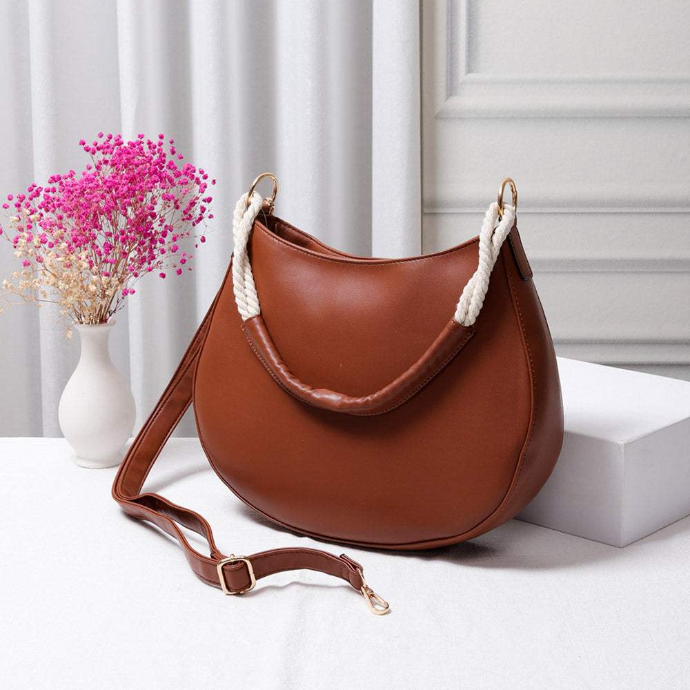 Solid Faux Leather Shoulder Crossbody Bag - Madeline Love - Flyclothing LLC