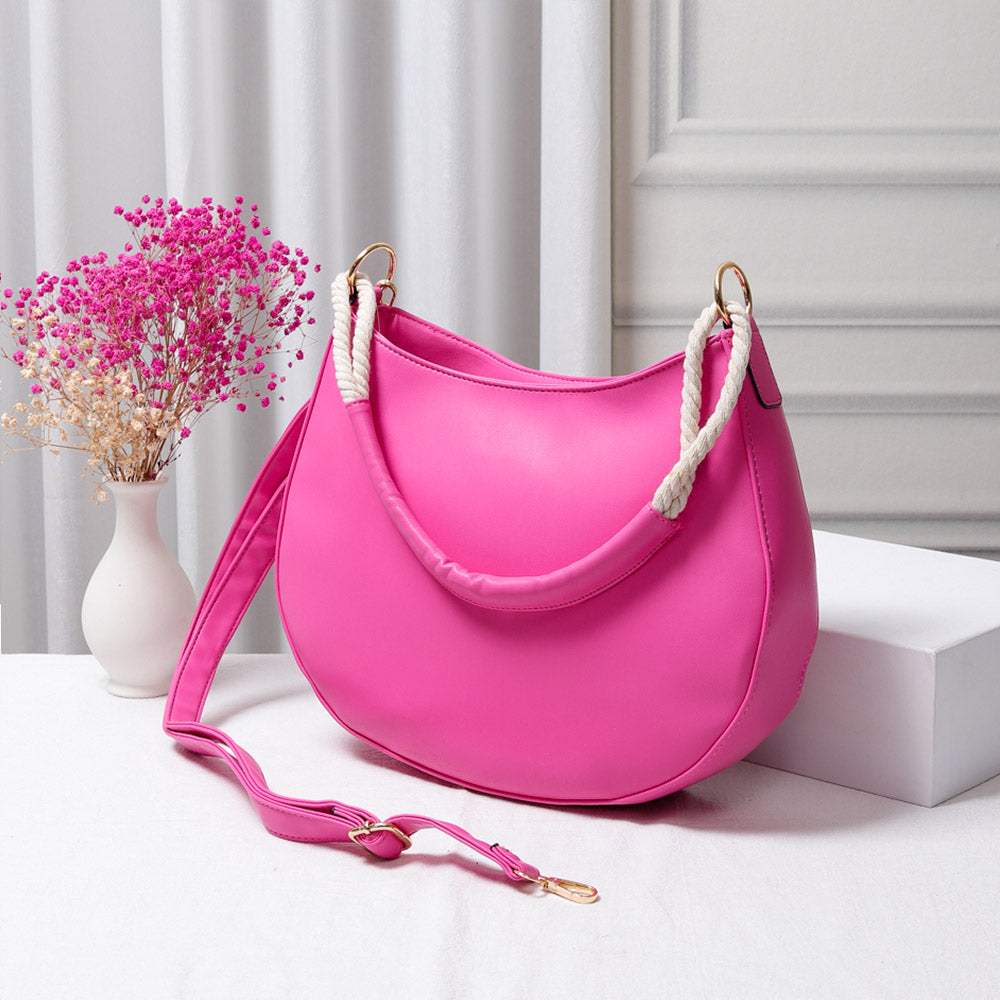 Solid Faux Leather Shoulder Crossbody Bag - Madeline Love - Flyclothing LLC