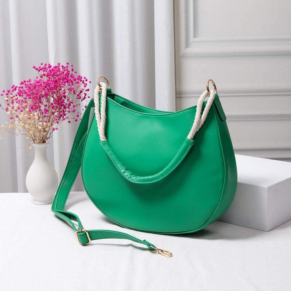 Solid Faux Leather Shoulder Crossbody Bag - Madeline Love - Flyclothing LLC