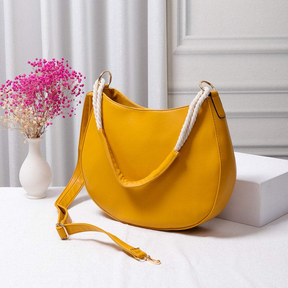 Solid Faux Leather Shoulder Crossbody Bag - Madeline Love - Flyclothing LLC