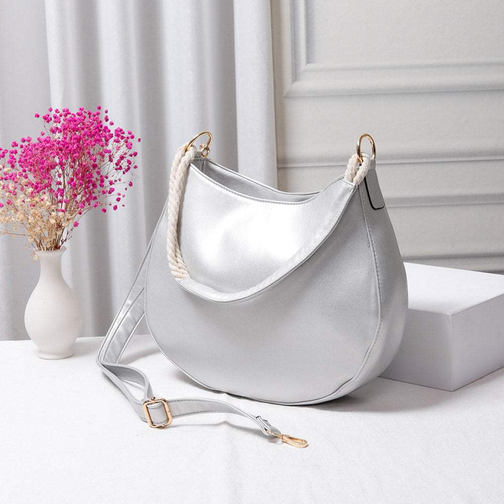 Solid Faux Leather Shoulder Crossbody Bag - Madeline Love - Flyclothing LLC