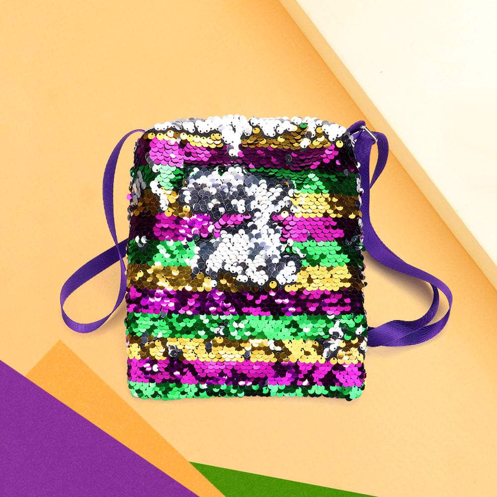 Mardi Gras Sequin Stripe Rectangle Crossbody Bag - Madeline Love - Flyclothing LLC