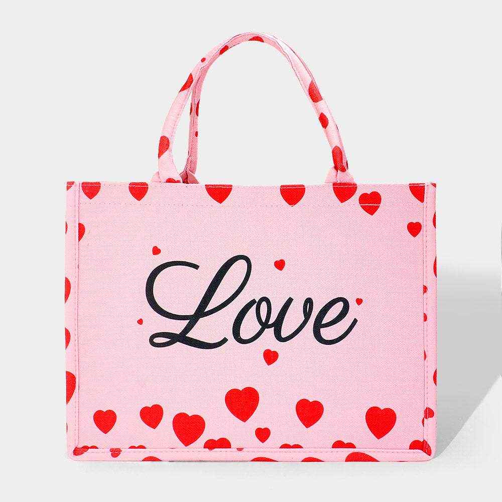 LOVE Message Heart Printed Tote Bag - Madeline Love - Flyclothing LLC