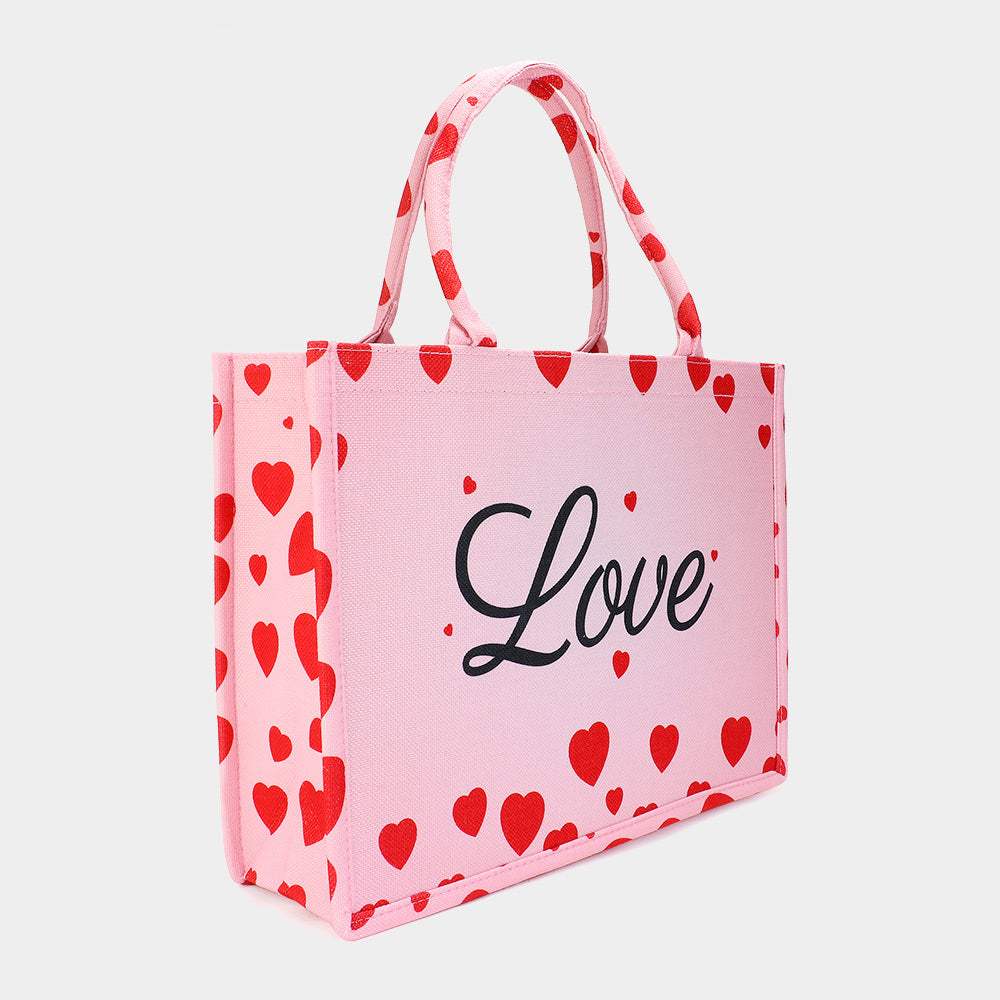 LOVE Message Heart Printed Tote Bag - Madeline Love - Flyclothing LLC