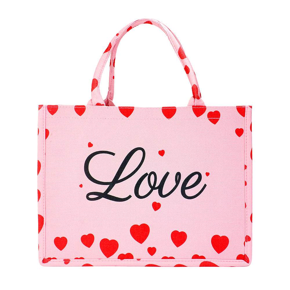 LOVE Message Heart Printed Tote Bag - Madeline Love - Flyclothing LLC