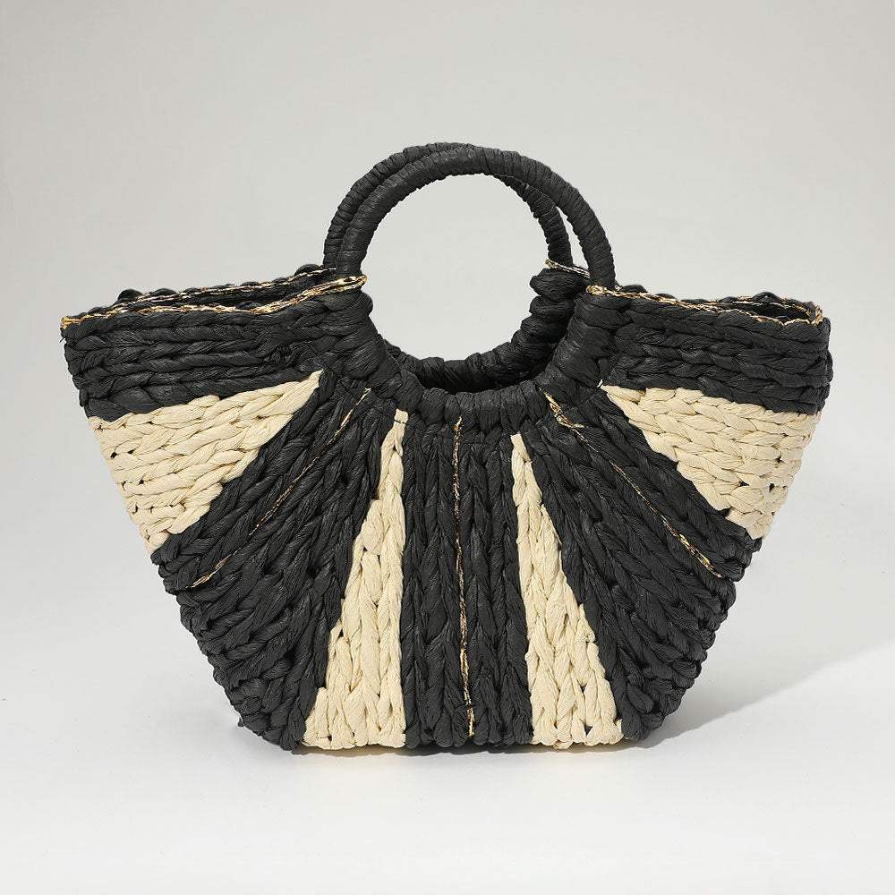 Woven Raffia Round Handle Tote Bag - Madeline Love - Flyclothing LLC