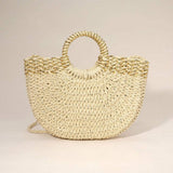 Weave Round Handle Straw Handbag / Crossbody Bag - Madeline Love - Flyclothing LLC
