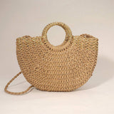 Weave Round Handle Straw Handbag / Crossbody Bag - Madeline Love - Flyclothing LLC
