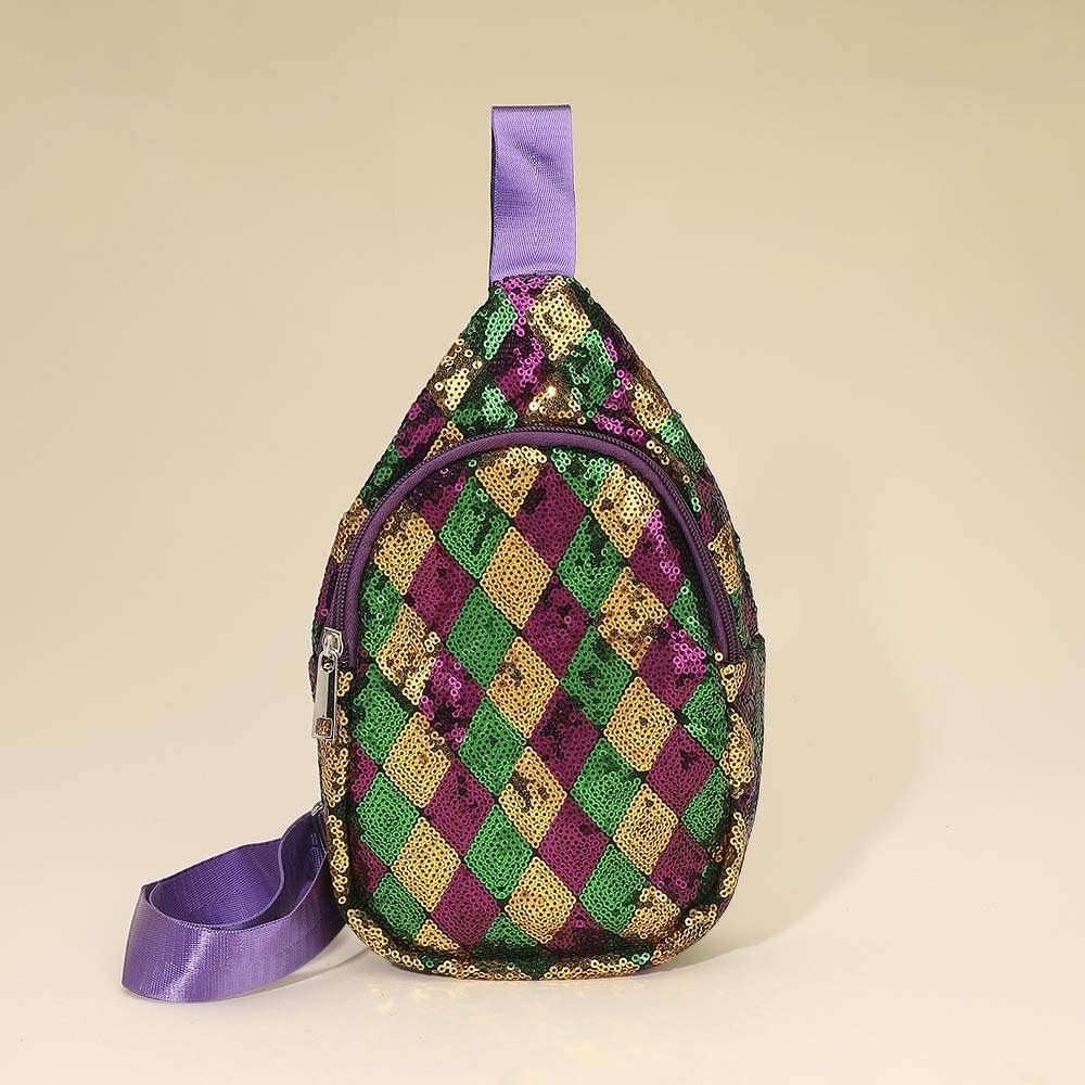 Mardi Gras Diamond Chevron Sling Bag - Madeline Love - Flyclothing LLC