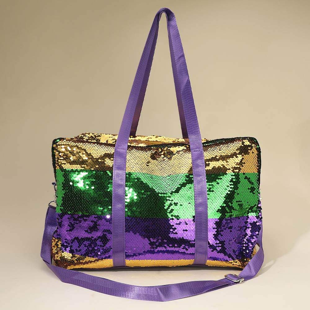 Mardi Gras Sequin Shoulder Duffle Bag - Madeline Love - Flyclothing LLC