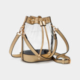 Solid Faux Leather Transparent Bucket Bag - Madeline Love - Flyclothing LLC