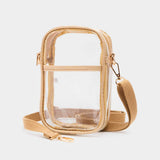 Solid Faux Leather Transparent Rectangle Crossbody Bag - Madeline Love - Flyclothing LLC