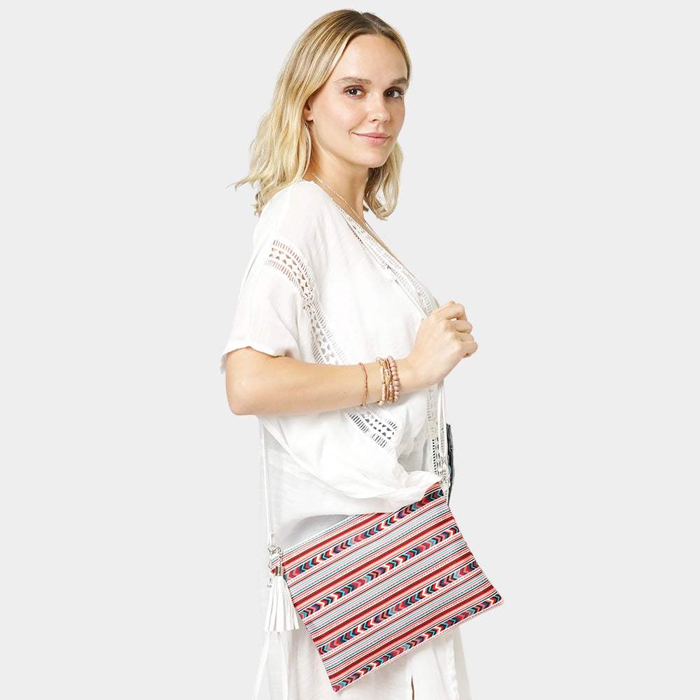 Aztec Patterned Wristlet Clutch Crossbody Bag - Madeline Love - Flyclothing LLC