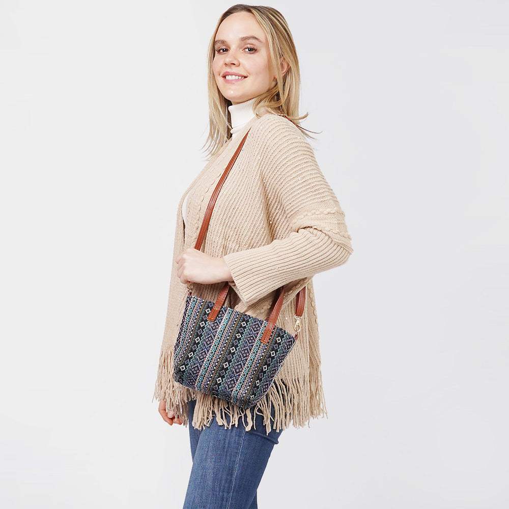Tribal Patterned Tote Crossbody Bag - Madeline Love - Flyclothing LLC