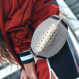 Bling Studded Game Day Football Shape Fanny Pack Sling Bag - Madeline Love - Flyclothing LLC