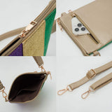 Glittered Vertical Strip Mardi Gras Flat Mini Crossbody Bag - Madeline Love - Flyclothing LLC