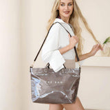 THE BAG Message Print Solid Clear Finish Tote Crossbody Bag - Madeline Love - Flyclothing LLC