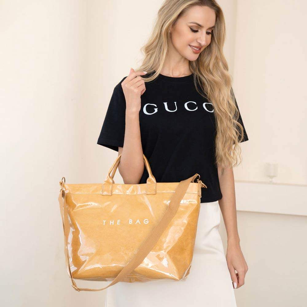THE BAG Message Print Solid Clear Finish Tote Crossbody Bag - Madeline Love - Flyclothing LLC
