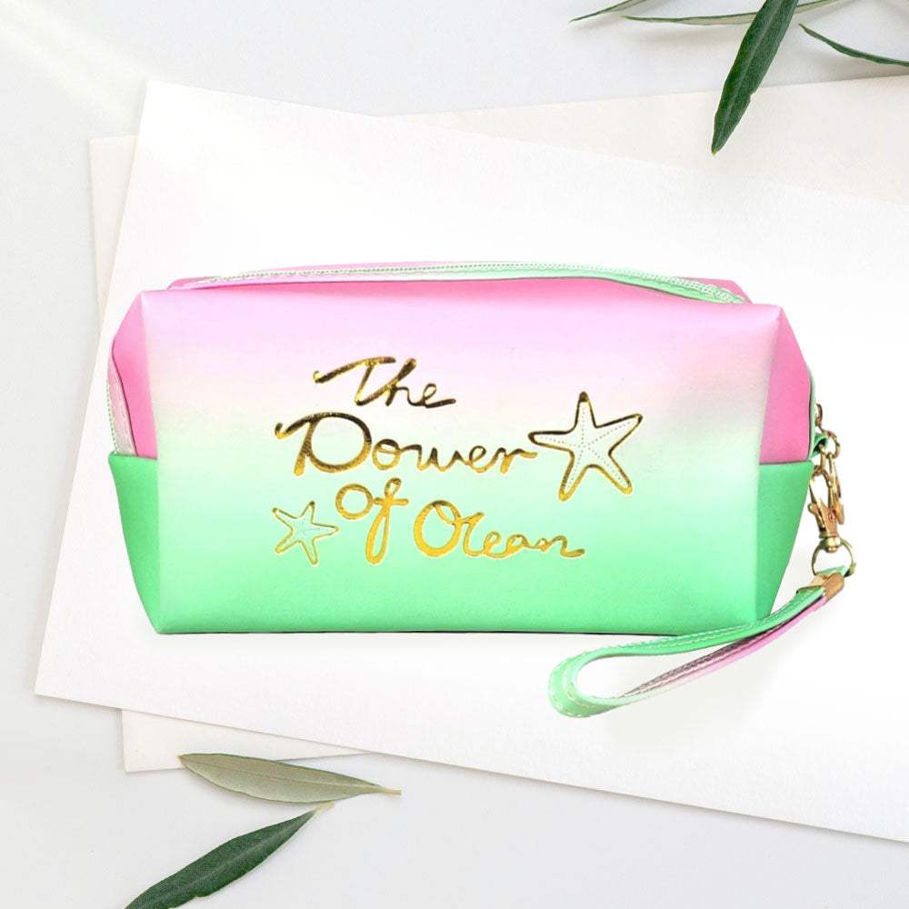 The Power of Ocean Message Starfish Pointed Ombre Pouch Bag - Madeline Love - Flyclothing LLC
