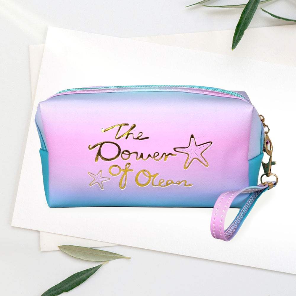 The Power of Ocean Message Starfish Pointed Ombre Pouch Bag - Madeline Love - Flyclothing LLC
