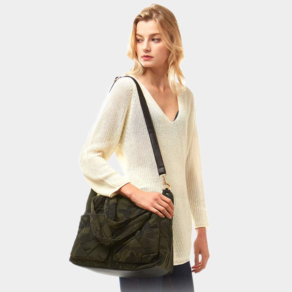 Camo Puffer Tote Bag - Madeline Love - Flyclothing LLC