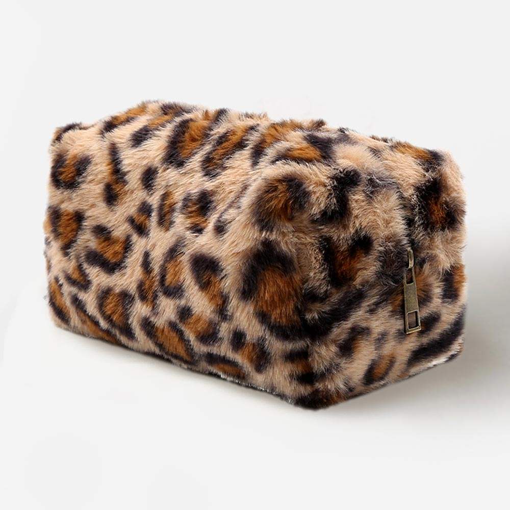 Leopard Pattern Faux Fur Pouch Bag - Madeline Love - Flyclothing LLC