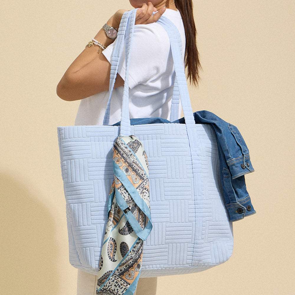 Grid Pattern Everyday Tote Bag - Madeline Love - Flyclothing LLC