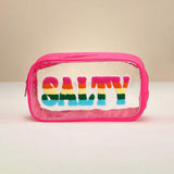 SALTY Message Transparent Pouch Bag / Organizer - Madeline Love - Flyclothing LLC