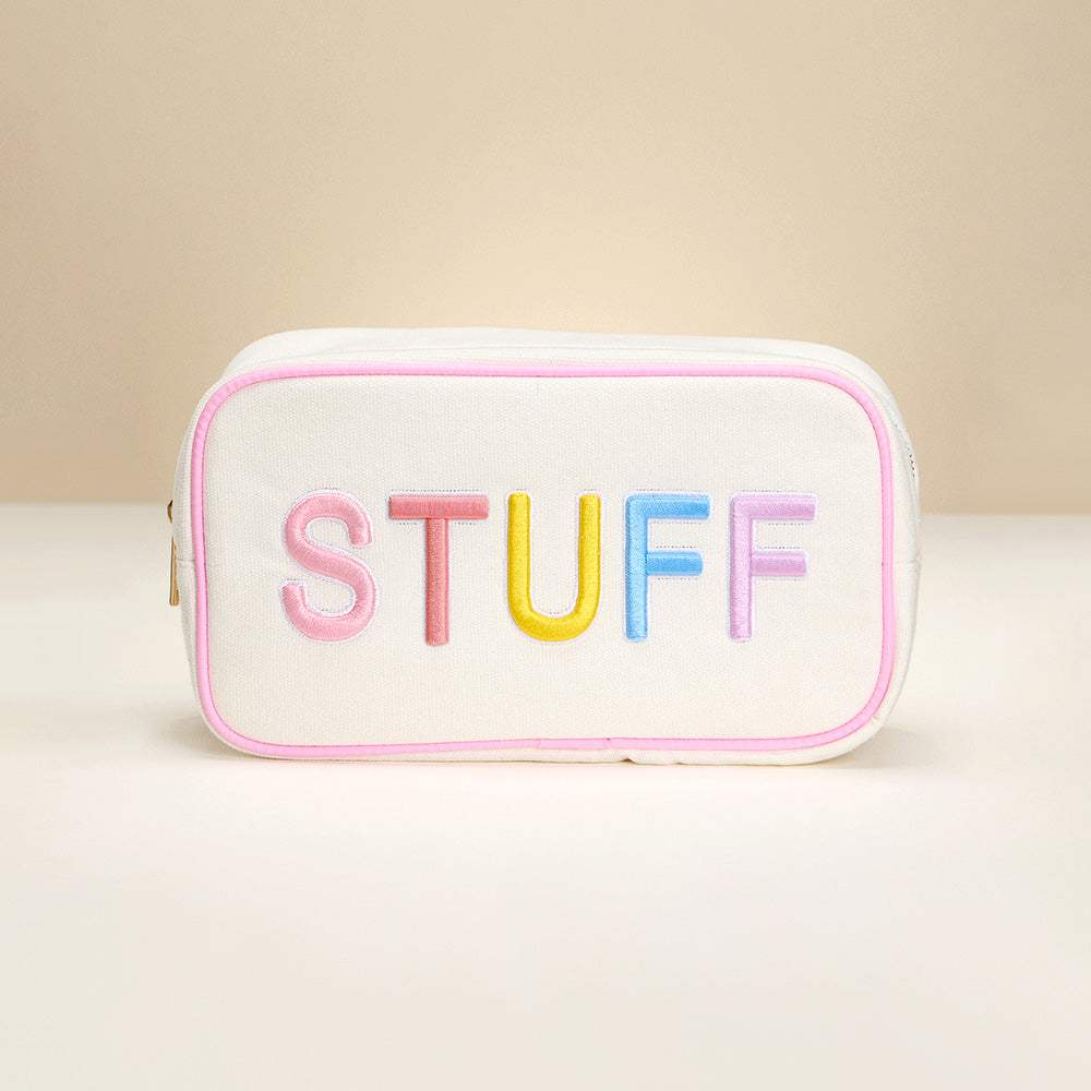 STUFF Message Embroidered Pouch Bag / Organizer - Madeline Love - Flyclothing LLC