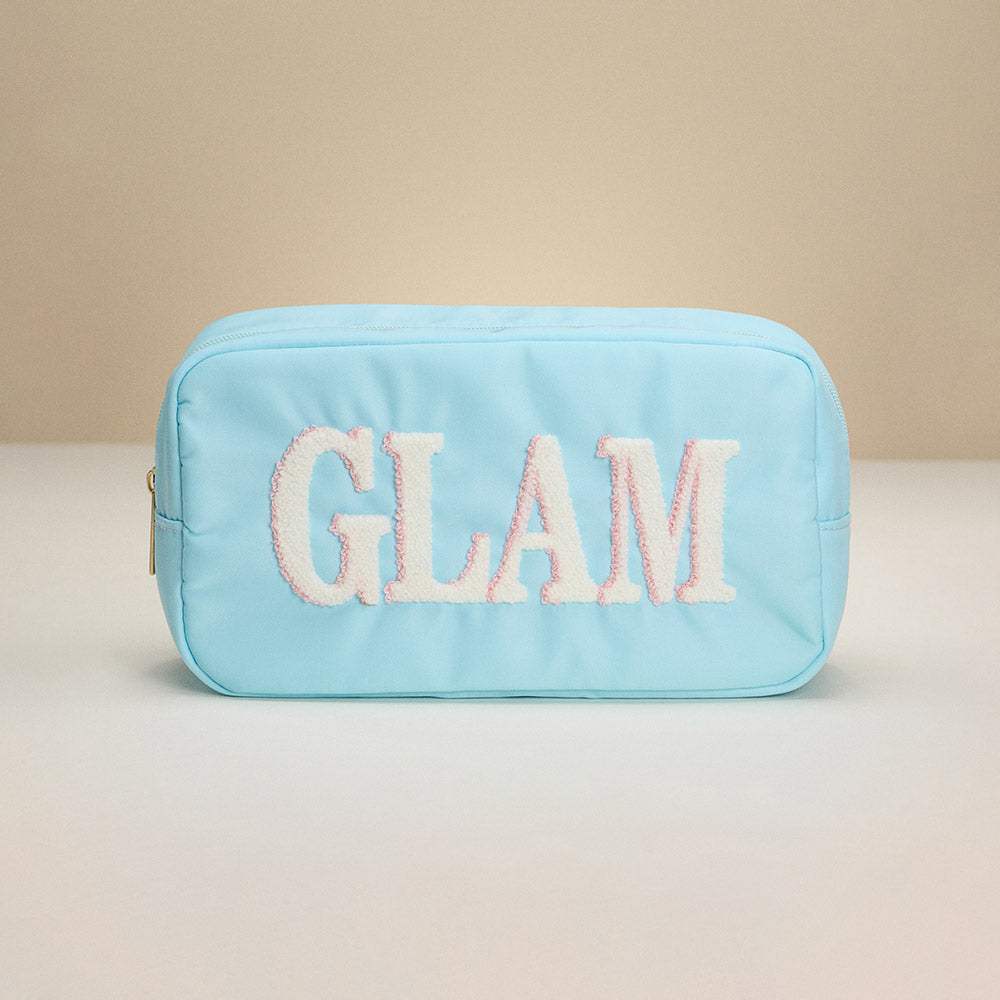 GLAM Message Patch Embroidered Pouch Bag / Organizer - Madeline Love - Flyclothing LLC