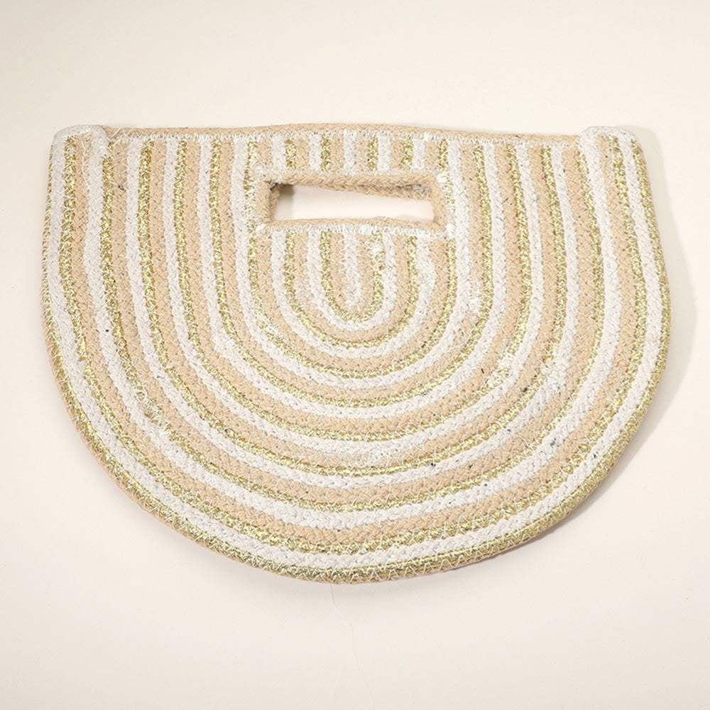 Round Stripped Knitted Woven Tote Bag - Madeline Love - Flyclothing LLC