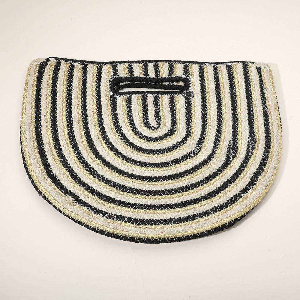 Round Stripped Knitted Woven Tote Bag - Madeline Love - Flyclothing LLC