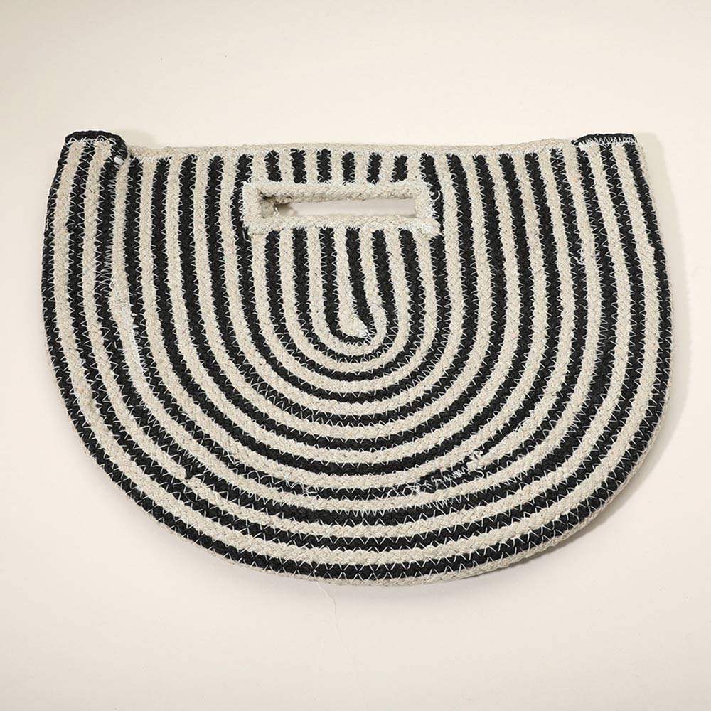 Round Stripped Knitted Woven Tote Bag - Madeline Love - Flyclothing LLC
