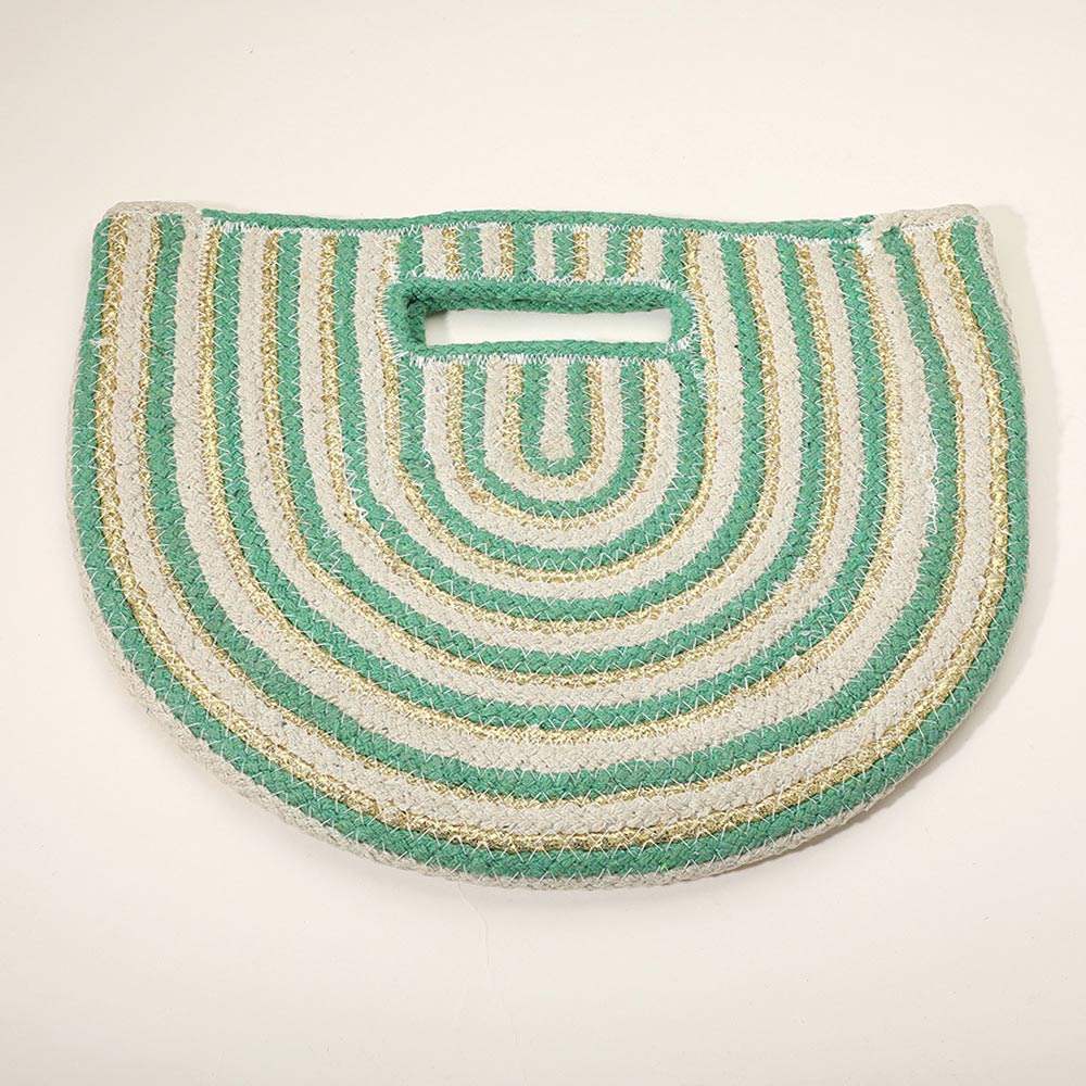 Round Stripped Knitted Woven Tote Bag - Madeline Love - Flyclothing LLC
