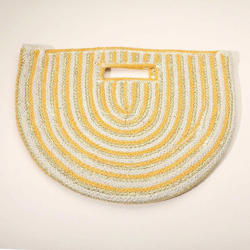 Round Stripped Knitted Woven Tote Bag - Madeline Love - Flyclothing LLC