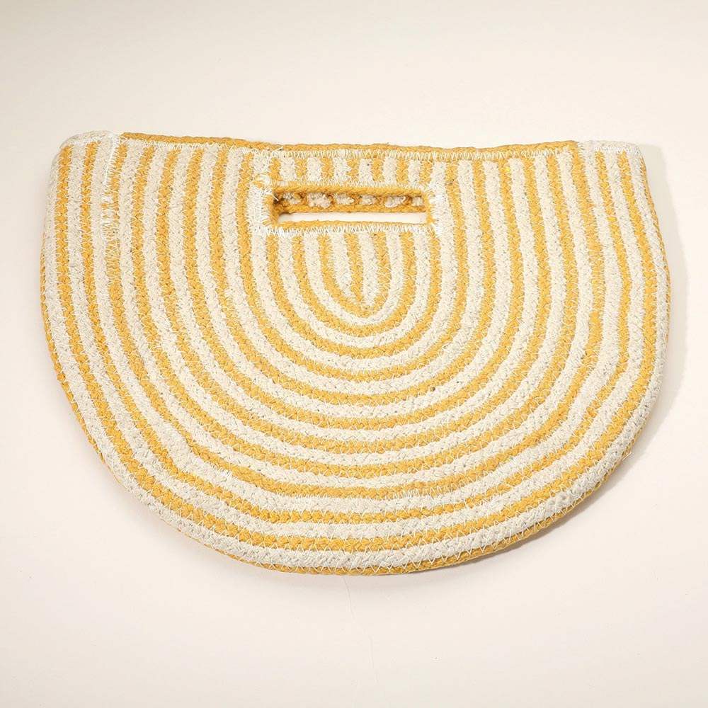Round Stripped Knitted Woven Tote Bag - Madeline Love - Flyclothing LLC