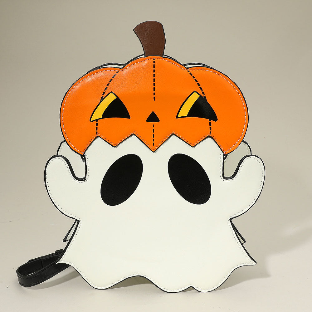 Faux Leather Halloween Pumpkin Ghost Crossbody Bag