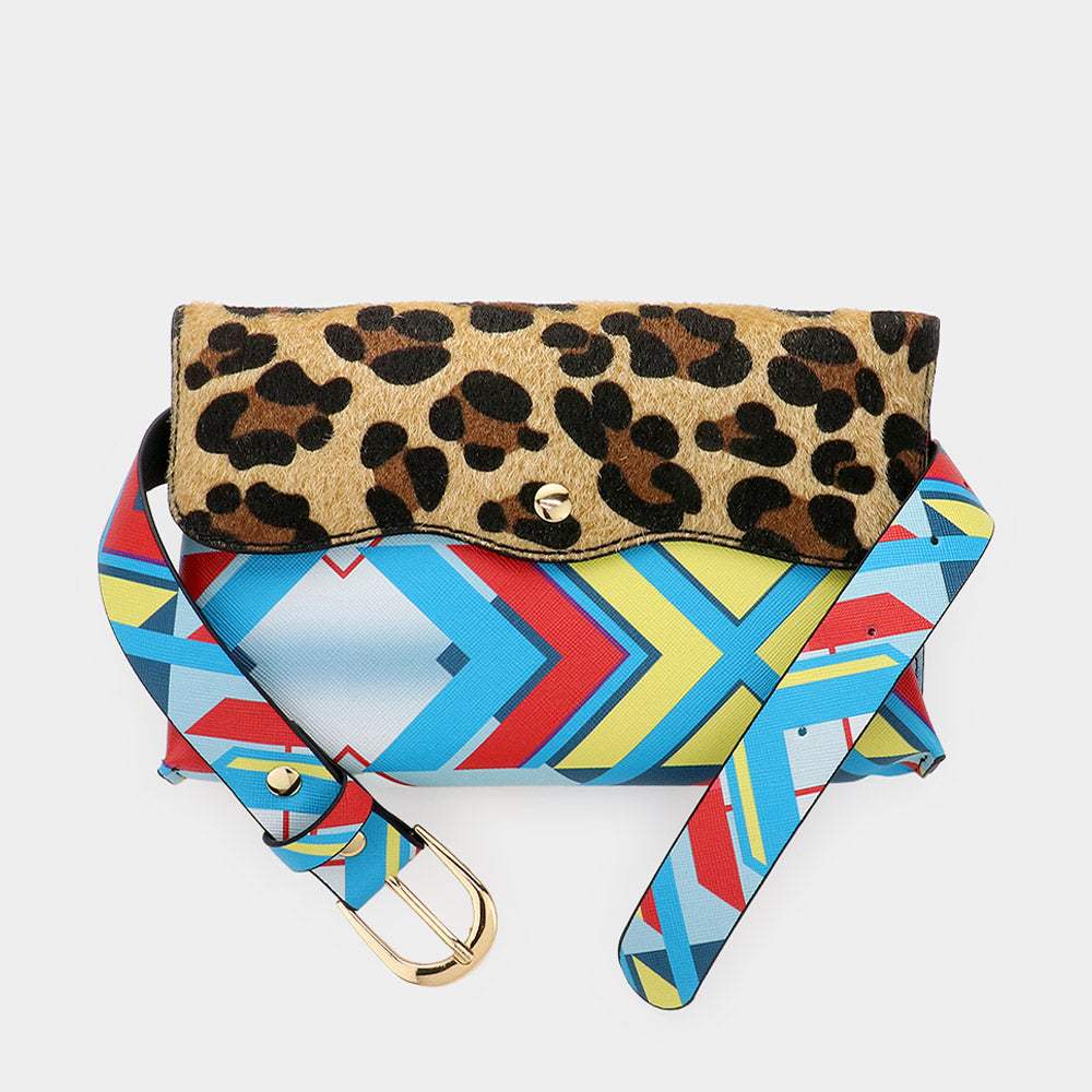 Leopard Patterned Faux Leather Fanny Pack / Belt / Crossbody Bag - Madeline Love - Flyclothing LLC
