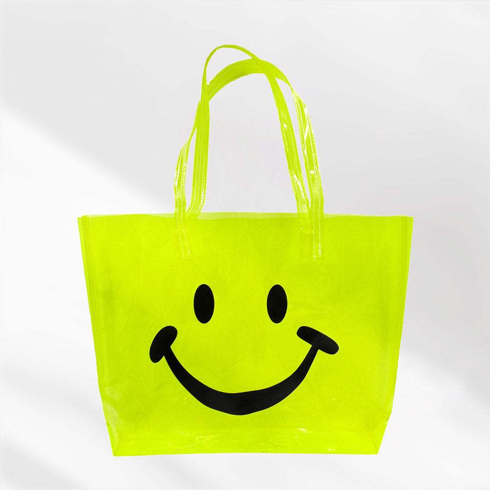 Smile Face Printed Transparent Tote Bag / Shoulder Bag - Madeline Love - Flyclothing LLC