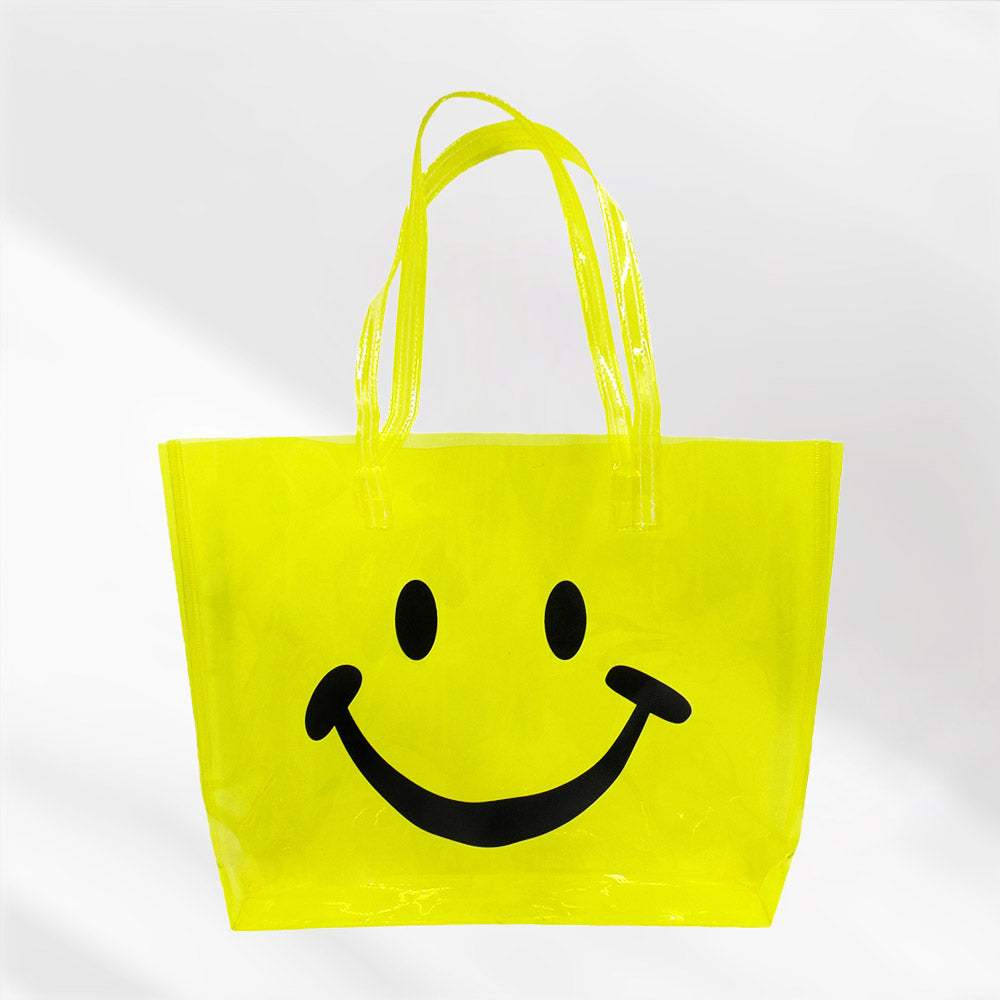 Smile Face Printed Transparent Tote Bag / Shoulder Bag - Madeline Love - Flyclothing LLC