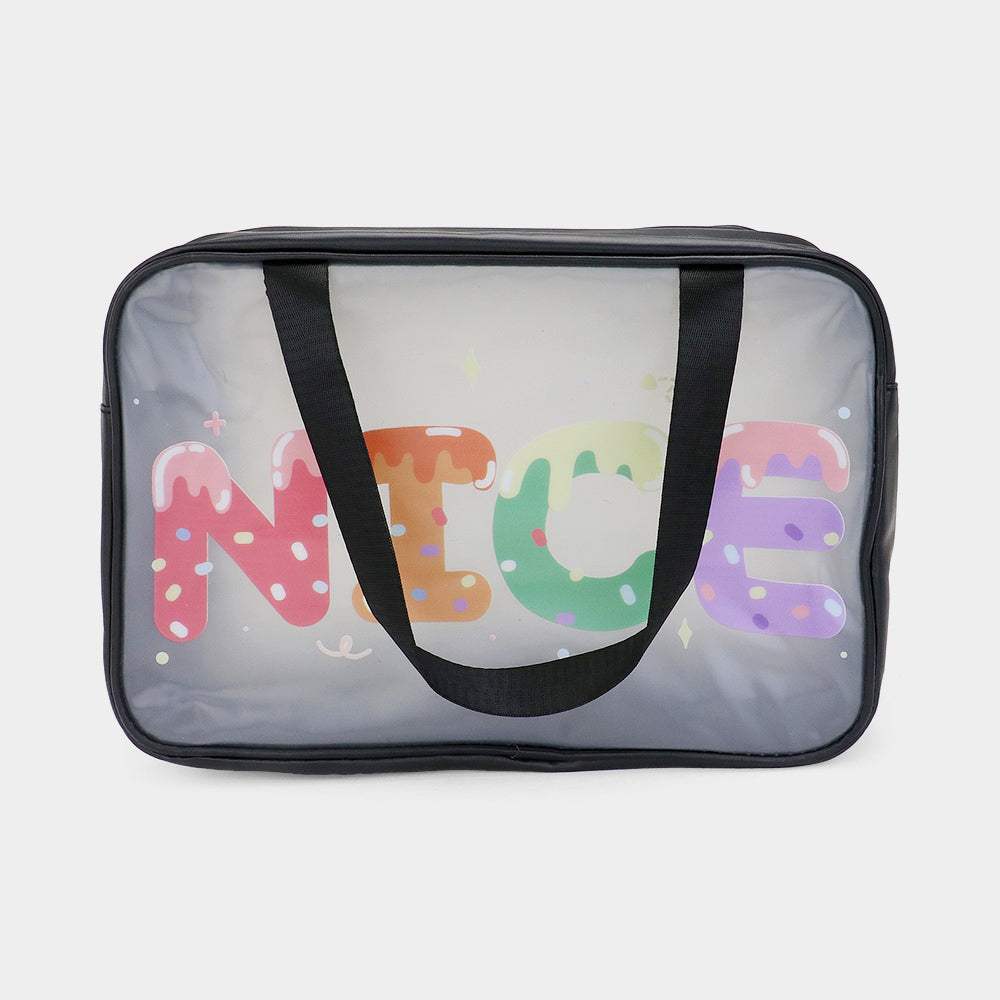 NICE Message Printed Translucent Mesh Divided Shoulder Bag / Tote Bag - Madeline Love - Flyclothing LLC